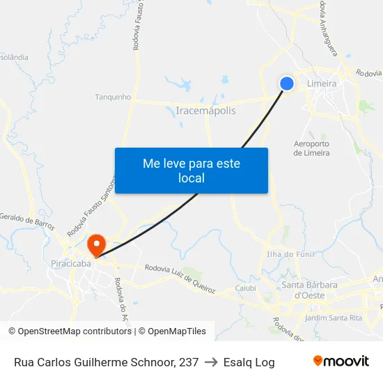 Rua Carlos Guilherme Schnoor, 237 to Esalq Log map