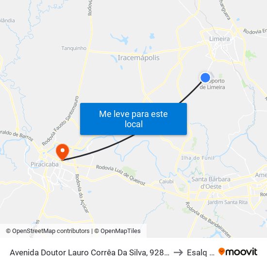 Avenida Doutor Lauro Corrêa Da Silva, 928-994 (Rapidão) to Esalq Log map