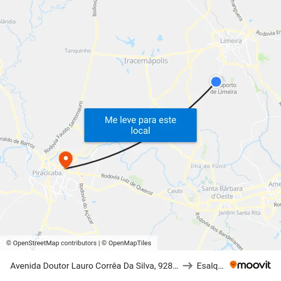 Avenida Doutor Lauro Corrêa Da Silva, 928-994 (Rapidão) to Esalq Log map
