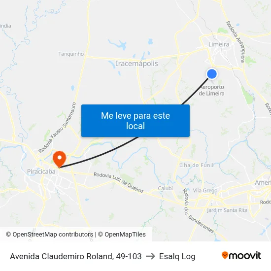 Avenida Claudemiro Roland, 49-103 to Esalq Log map