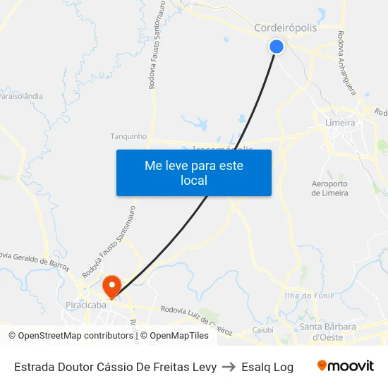 Estrada Doutor Cássio De Freitas Levy to Esalq Log map