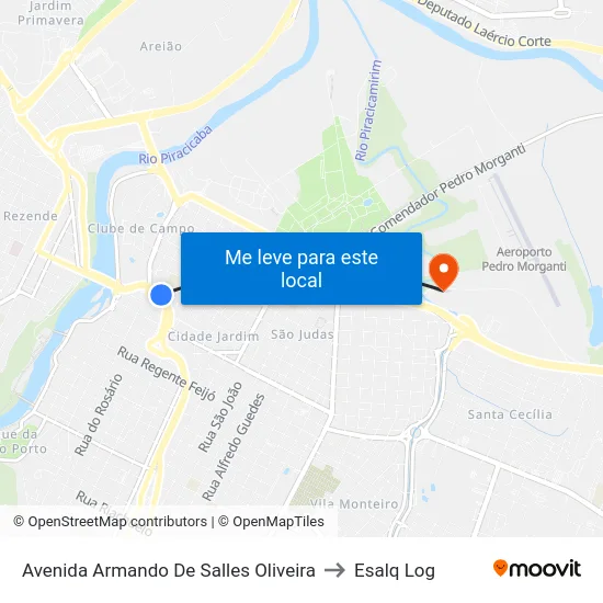 Avenida Armando De Salles Oliveira to Esalq Log map