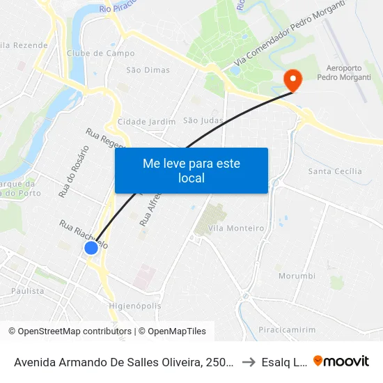Avenida Armando De Salles Oliveira, 2508-2511 to Esalq Log map