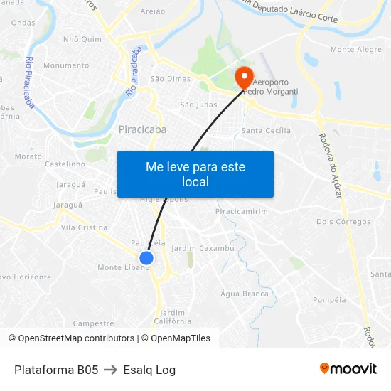 Plataforma B05 to Esalq Log map