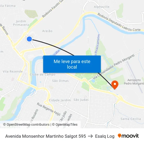 Avenida Monsenhor Martinho Salgot 595 to Esalq Log map