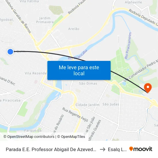 Parada E.E. Professor Abigail De Azevedo Grillo to Esalq Log map