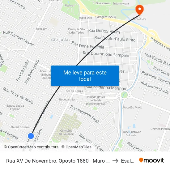 Rua XV De Novembro, Oposto 1880 - Muro Escola / Cob. Metálica to Esalq Log map