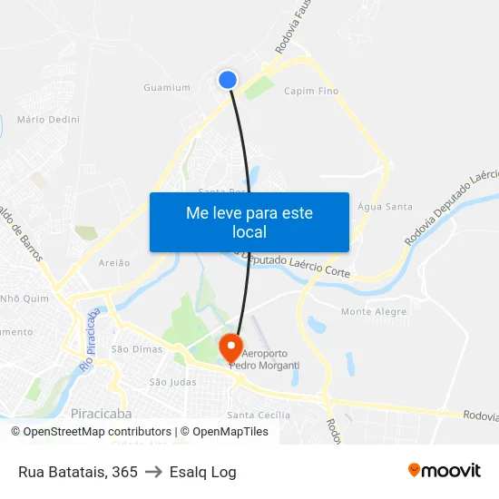 Rua Batatais, 365 to Esalq Log map