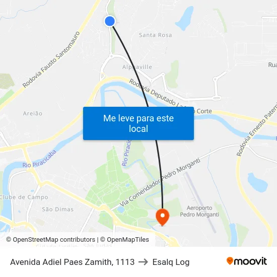 Avenida Adiel Paes Zamith, 1113 to Esalq Log map