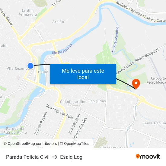 Parada Policia Civil to Esalq Log map