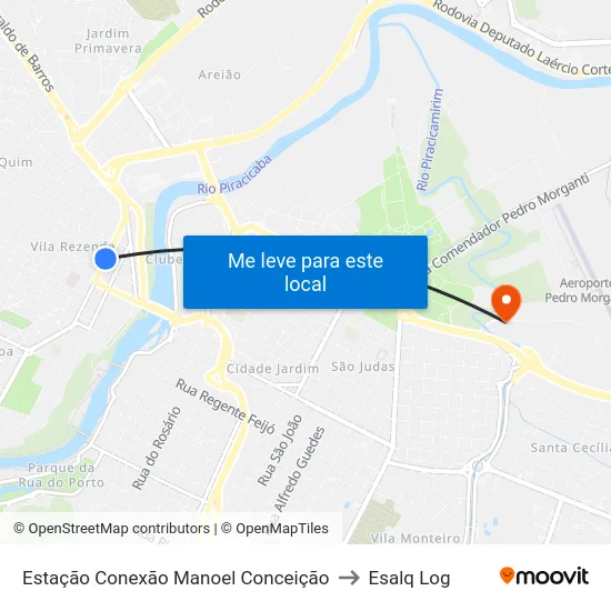 Estação Conexão Manoel Conceição to Esalq Log map