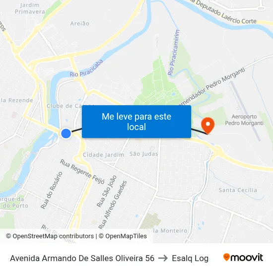 Avenida Armando De Salles Oliveira 56 to Esalq Log map