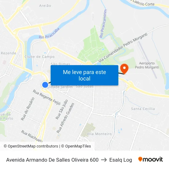Avenida Armando De Salles Oliveira 600 to Esalq Log map