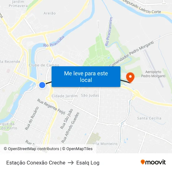 Estação Conexão Creche to Esalq Log map
