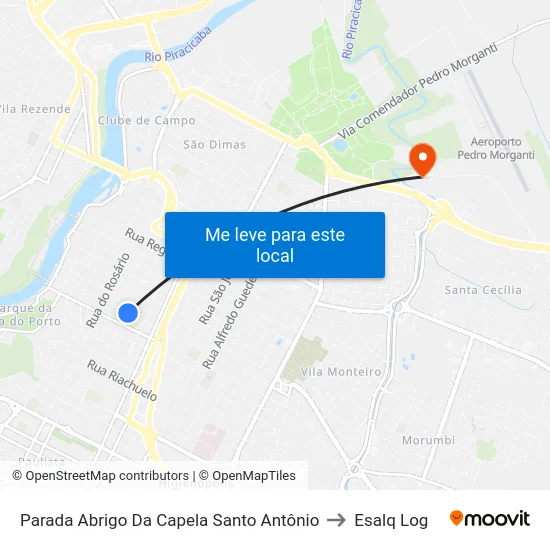 Parada Abrigo Da Capela Santo Antônio to Esalq Log map
