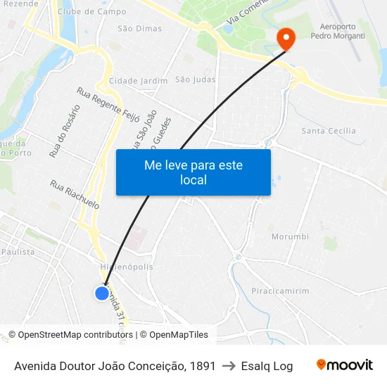 Avenida Doutor João Conceição, 1891 to Esalq Log map