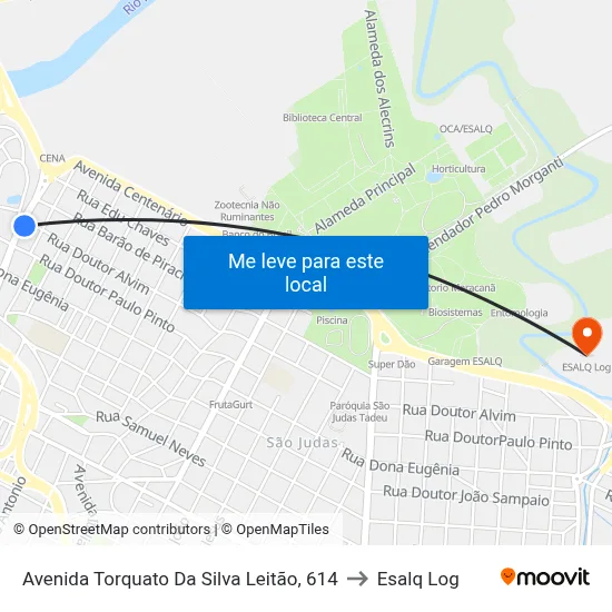 Avenida Torquato Da Silva Leitão, 614 to Esalq Log map
