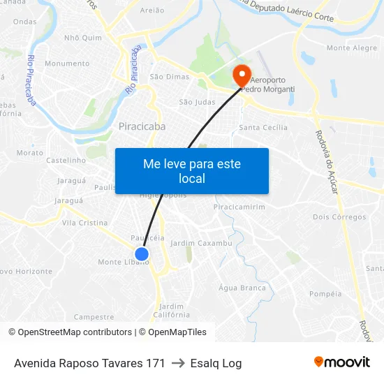 Avenida Raposo Tavares 171 to Esalq Log map