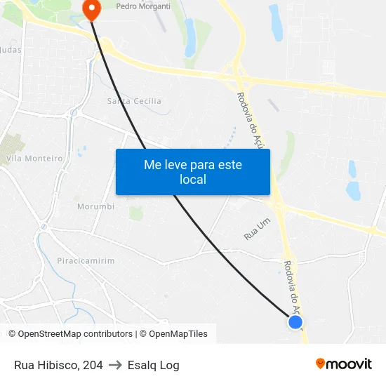 Rua Hibisco, 204 to Esalq Log map