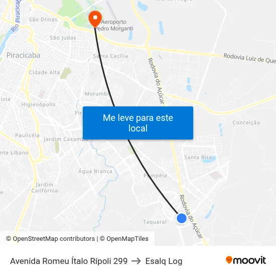 Avenida Romeu Ítalo Rípoli 299 to Esalq Log map