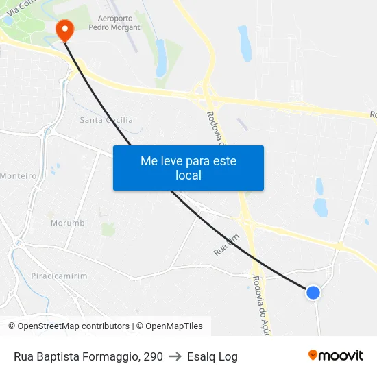 Rua Baptista Formaggio, 290 to Esalq Log map