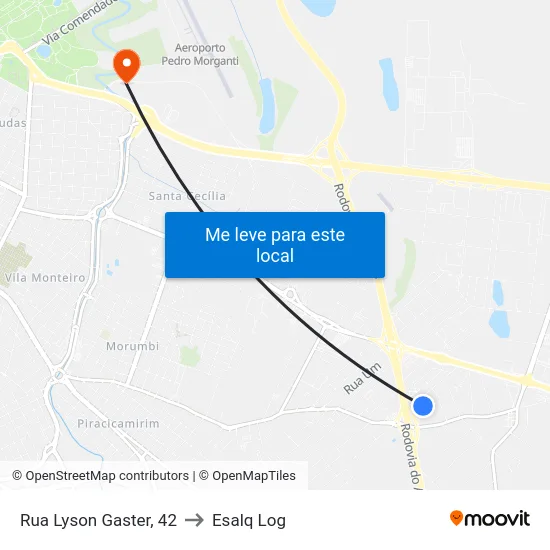 Rua Lyson Gaster, 42 to Esalq Log map