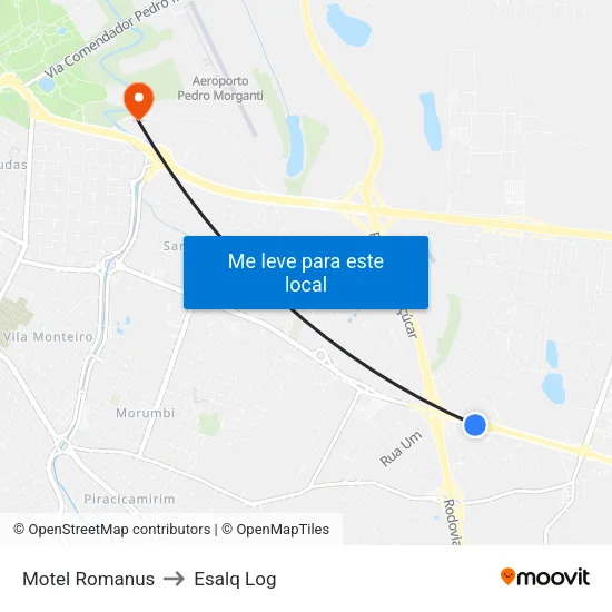 Motel Romanus to Esalq Log map
