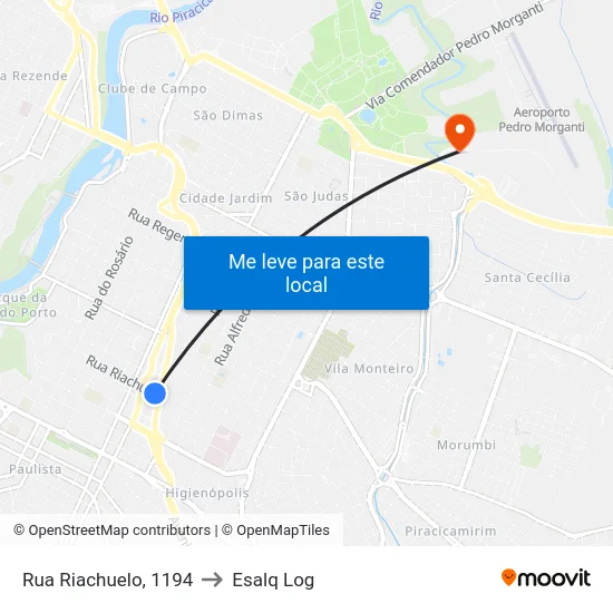 Rua Riachuelo, 1194 to Esalq Log map