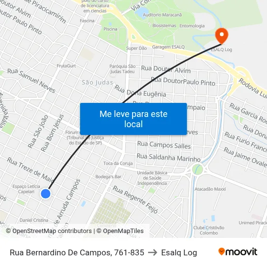 Rua Bernardino De Campos, 761-835 to Esalq Log map