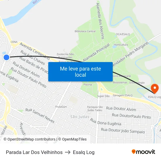 Parada Lar Dos Velhinhos to Esalq Log map