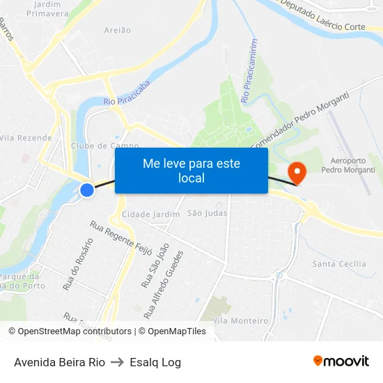 Avenida Beira Rio to Esalq Log map
