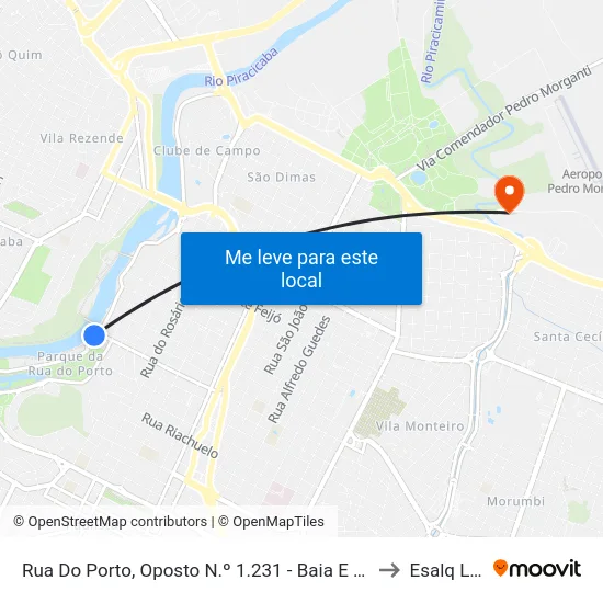 Rua Do Porto, Oposto N.º 1.231 - Baia E Placa to Esalq Log map