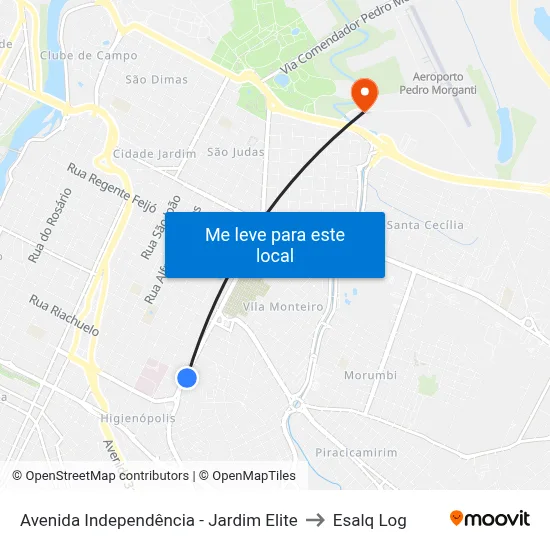 Avenida Independência - Jardim Elite to Esalq Log map