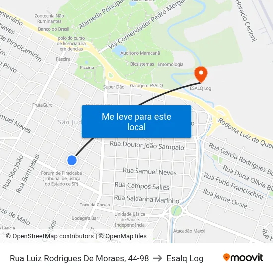 Rua Luiz Rodrigues De Moraes, 44-98 to Esalq Log map