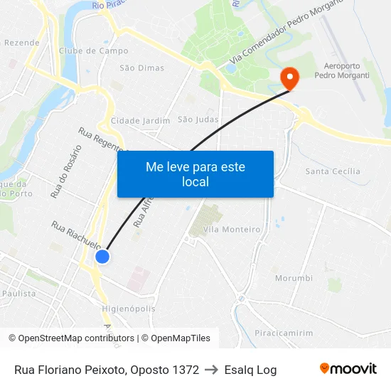 Rua Floriano Peixoto, Oposto 1372 to Esalq Log map
