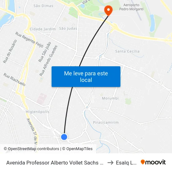 Avenida Professor Alberto Vollet Sachs 499 to Esalq Log map