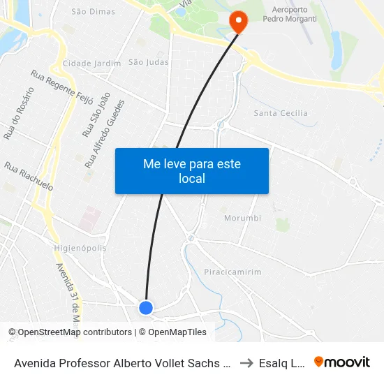 Avenida Professor Alberto Vollet Sachs 459 to Esalq Log map