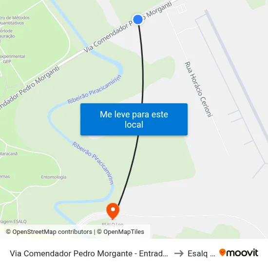 Via Comendador Pedro Morgante - Entrada Do Aeroporto to Esalq Log map