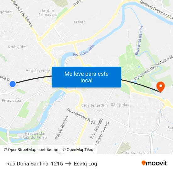 Rua Dona Santina, 1215 to Esalq Log map
