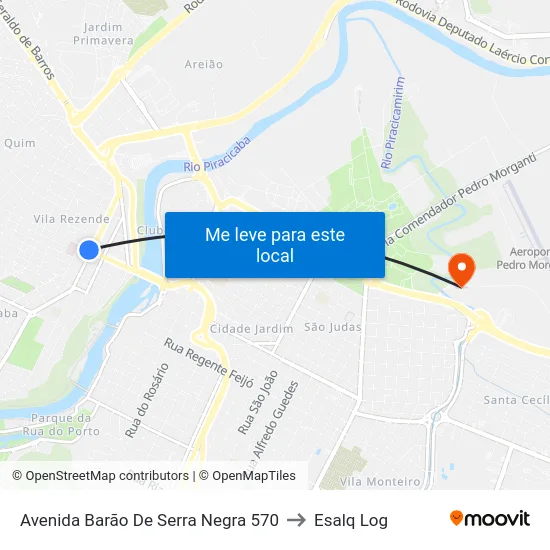 Avenida Barão De Serra Negra 570 to Esalq Log map