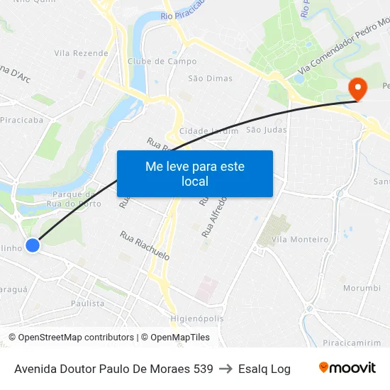 Avenida Doutor Paulo De Moraes 539 to Esalq Log map