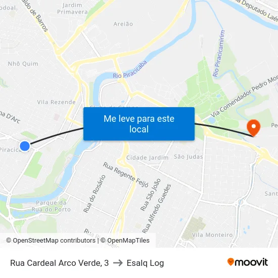 Rua Cardeal Arco Verde, 3 to Esalq Log map