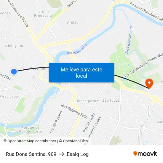 Rua Dona Santina, 909 to Esalq Log map