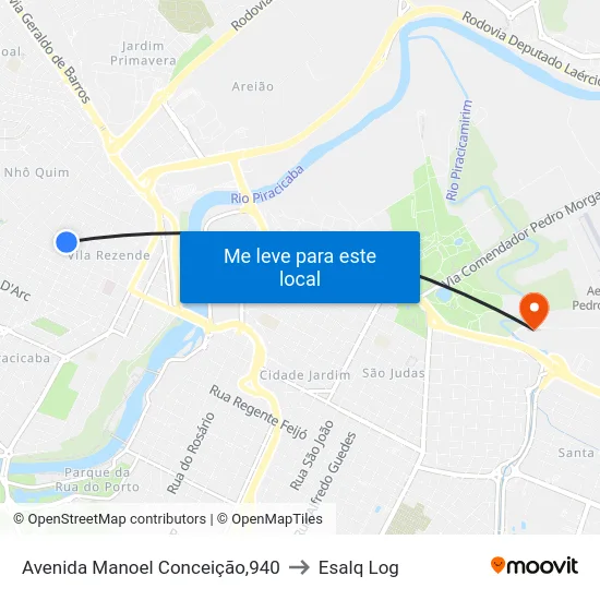 Avenida Manoel Conceição,940 to Esalq Log map