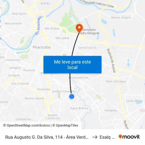 Rua Augusto G. Da Silva, 114 - Área Verde, Nº 114 to Esalq Log map