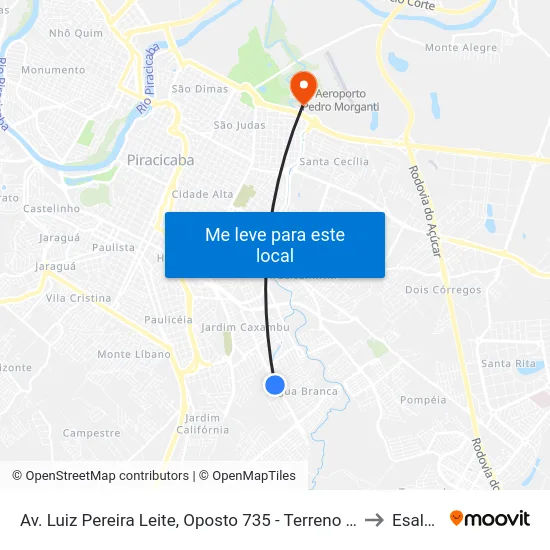 Av. Luiz Pereira Leite, Oposto 735 - Terreno Em Frente Ao Barracão to Esalq Log map
