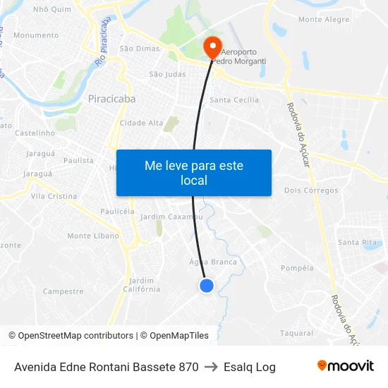 Avenida Edne Rontani Bassete 870 to Esalq Log map