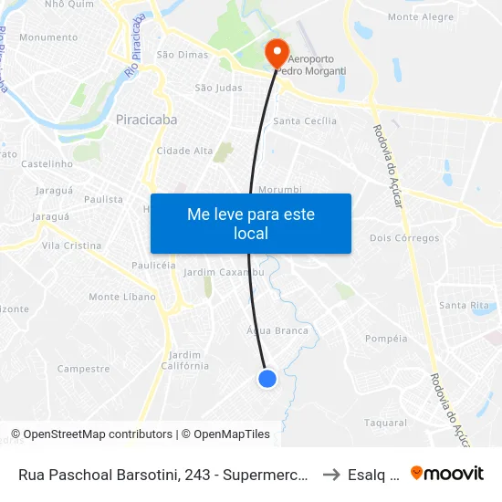 Rua Paschoal Barsotini, 243 - Supermercado Scarpin to Esalq Log map