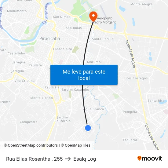 Rua Elias Rosenthal, 255 to Esalq Log map