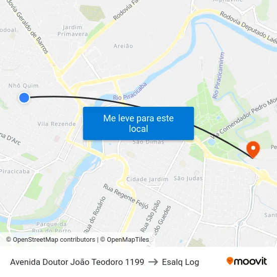 Avenida Doutor João Teodoro 1199 to Esalq Log map